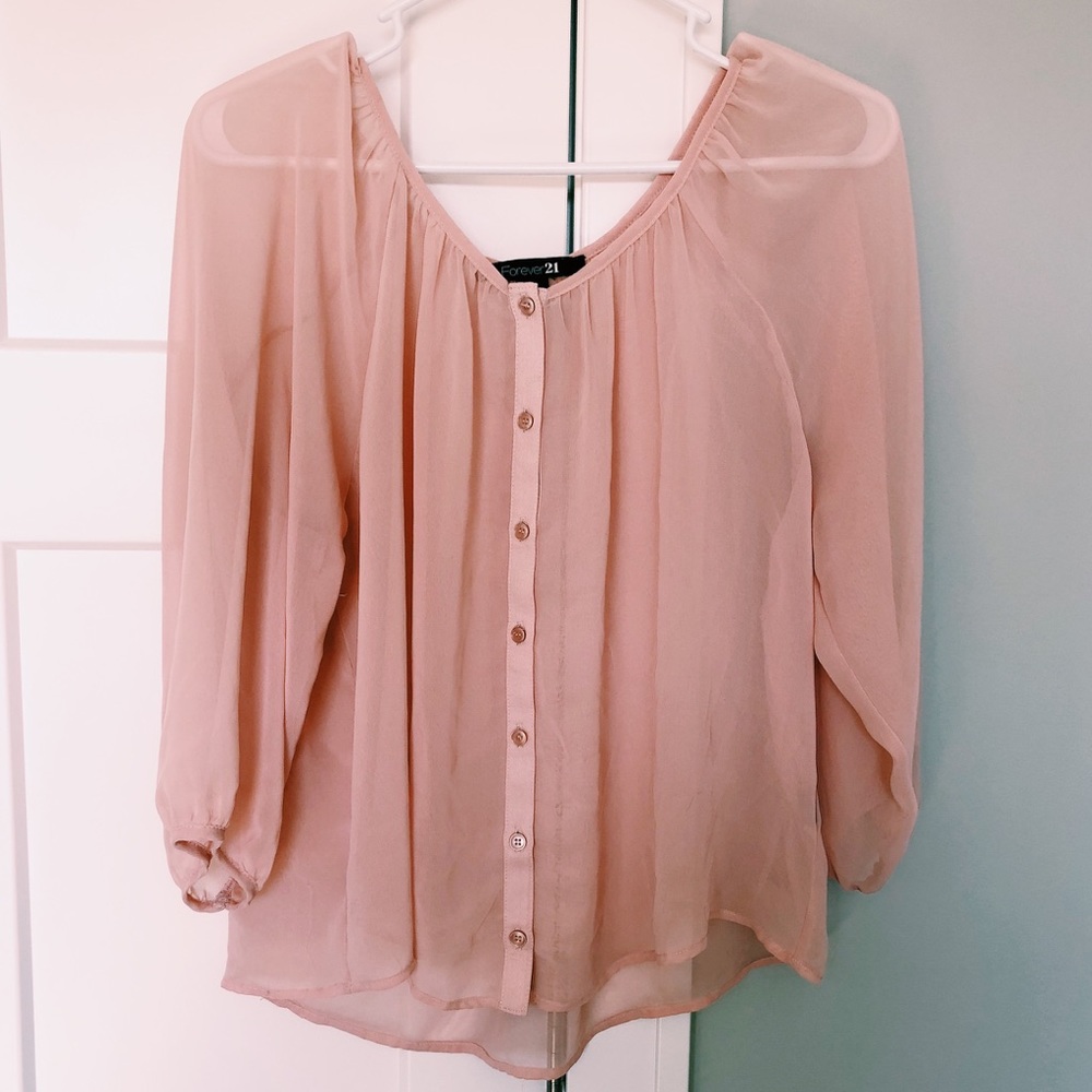 Light Blush Forever 21 sheer button up